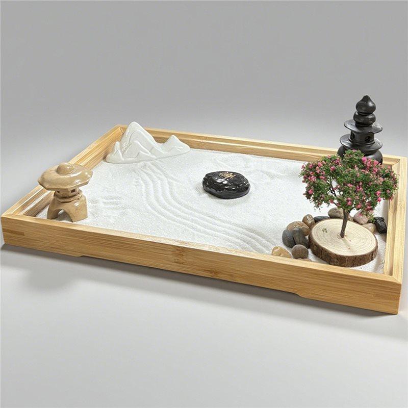 ABBP-Japanese Garden For Artificial Bonsai Tree, Rocks Rakes Gifts Sand Kit Office Decor