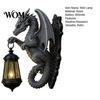 Outdoor Solar Lamp Dragon Wall Light, Vintage Resin Sculpture Lamp, Hanging Lantern Waterproof Gothic Garden for Fence Yard, Halloween Decor
