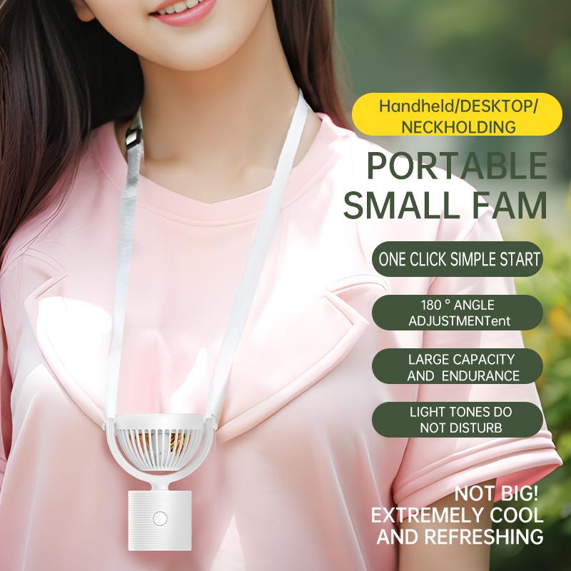 S19 Mini Fan Portable Neck Hanging Rotatable Adjustable Student Outdoor Camping USB Charging Handheld Desktop Electric Fan