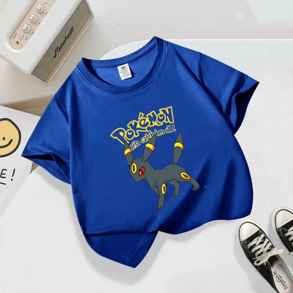 Summer children's playful Pikachu print  short-sleeved casual T-shirt for boys and girls, comfortable and soft.