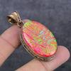 Natural Pink Triplet Opal Gemstone Handmade Copper Jewelry Pendant 2.21" g3m94