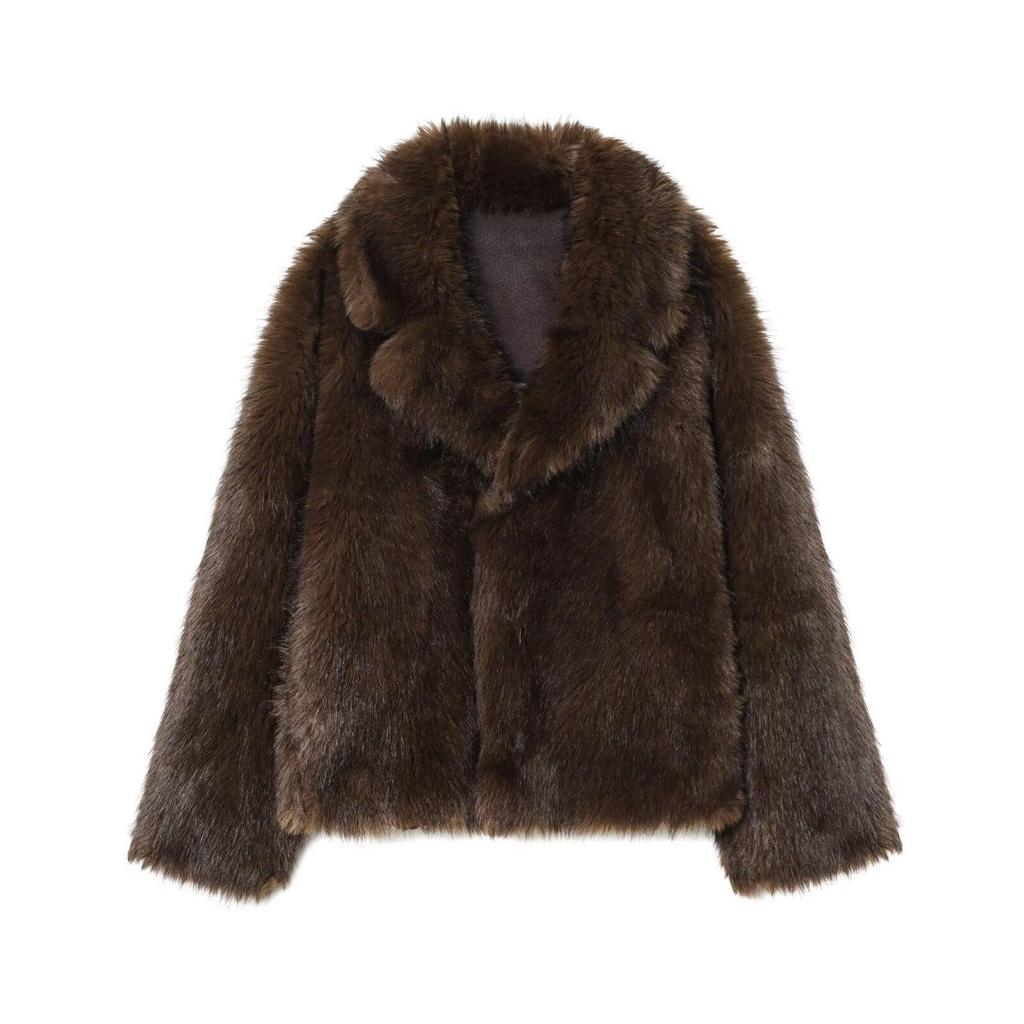 Chaqueta Corta de Doble Cara de Piel Sintética para Mujer Estilo Old Money