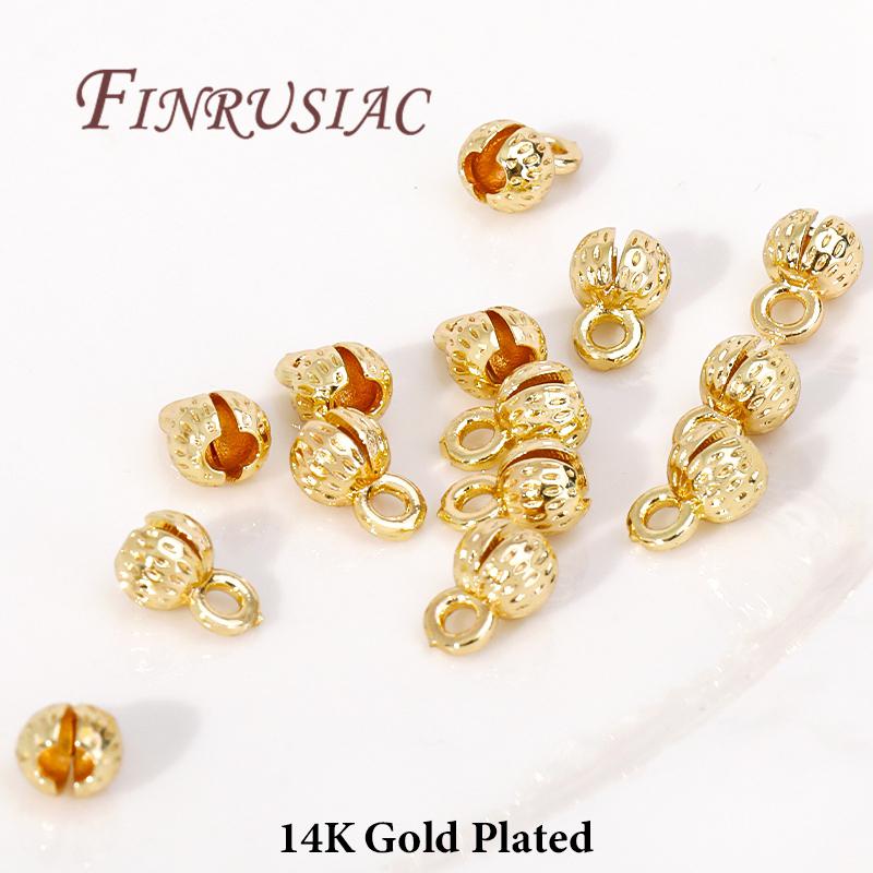 4/5.5MM Brass Cord Ends 18K Gold Plated Clam Shell Bead Tip Ball Chain Crimp Findings For DIY Beading Jewellery Making Supplies