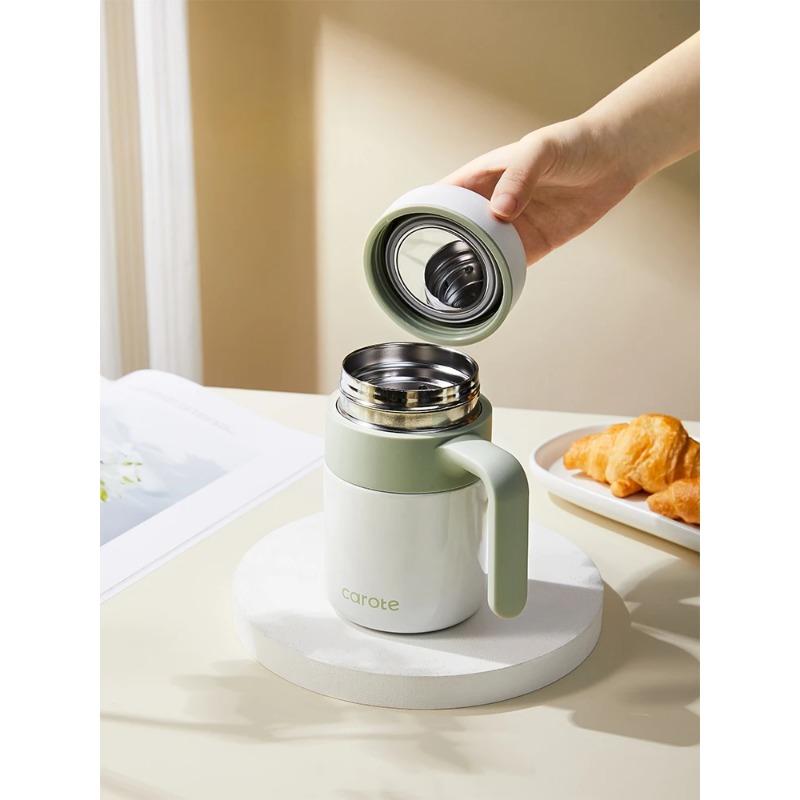 316 Stainless Steel Tea Separation Cup, Double-Deck Office Thermos Cup, Male and Female Students Teacup with Handle, Tea Straine