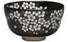 Miyachi Eikou Matcha Bowl, Black, Size: Diameter 12cm X Height 7cm, Black Ninsei Design, Cherry Blossom, Gift Boxed