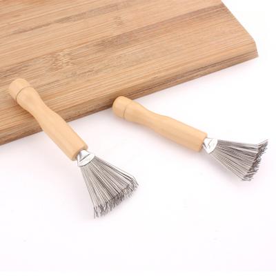 2 Pieces Mini Hair Dirt Remover Brush with Metal Wire Rake, Wooden Handle for Home and Salon Use(Handle with Groove)