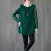 Spring Autumn Women's Round Neck Lace Blouse Mid-Length Loose Hollow-Out Plus Size Blouse