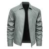 Men's leather jacket men's spring casual trend thin men's jacket spring and autumn fat plus leather jacket men