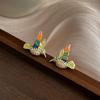 Bunte Emaillierte Zirkon Kolibri Ohrringe - Luxuriöser Nischenschmuck im vielseitigen Ins-Stil