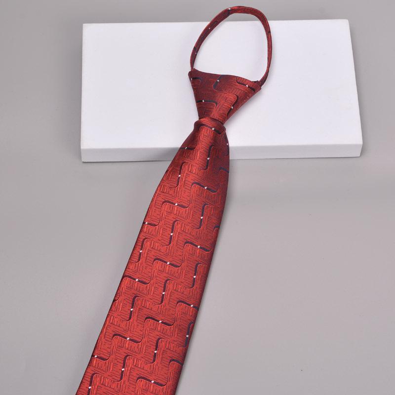 Krawatte Herren Reißverschluss Knotenfrei Klassisch Blau Schwarz Burgunder Einfarbig Gestreift Anzug Kleid Kragen