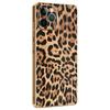 For iPhone 12 Pro Max Case Leopard Print PU Leather Coated PC+TPU Electroplating Phone Cover