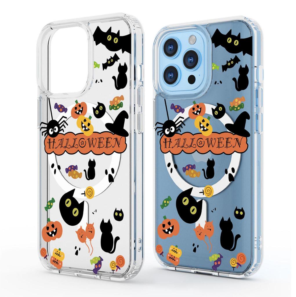 Halloween Magnetic Transparent Full-Coverage Case for iPhone 15/16/17 Pro Max