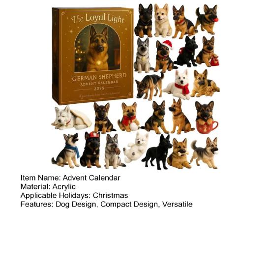 Christmas Advent Calendar German Shepherd Design 24-Day Countdown Decoration Multifunctional Holiday Decor