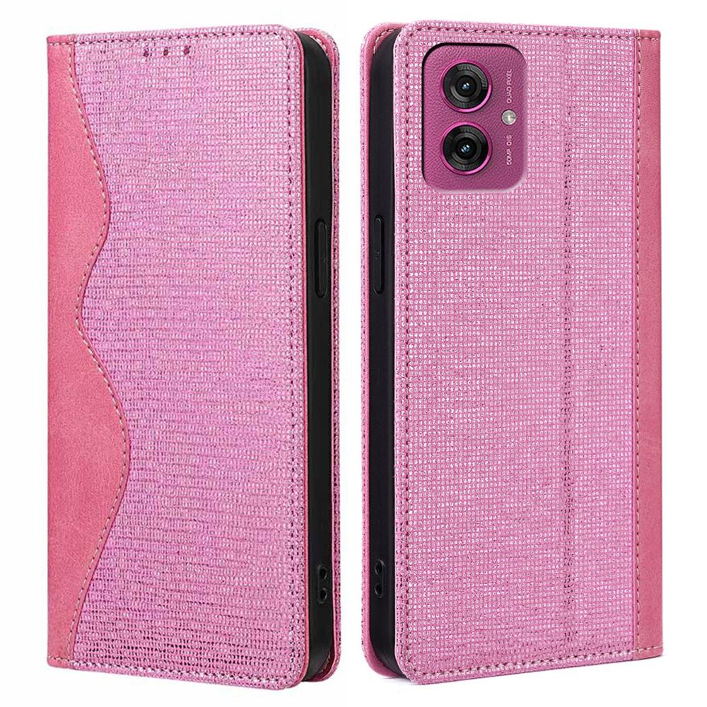 

For Motorola Moto G55 5G Leather Case Wallet Stand Phone Cover with RFID Blocking Pink