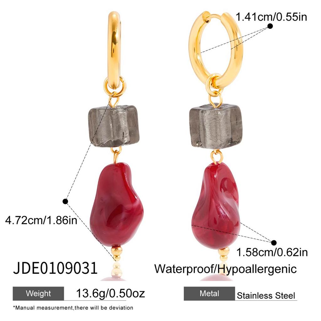 Youthway Vintage Resin Drop Earrings For Women Minimalist  Gold Plated Stainless Steel Earrings Simple Fashion Jewelry Gift