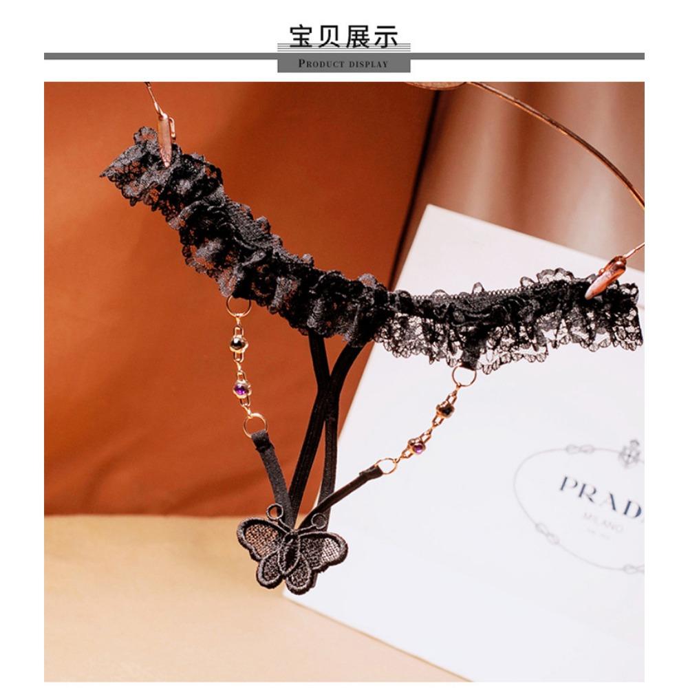 [Free Shipping] 2/4 Independent Packs, Black Sex Underwear Women's Open File Is Free of Temptation, Sexy Thong