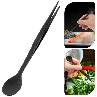 Cuillère-baguette 2-en-1 Acier Inoxydable Cuillère de Dégustation Cuillère de Test de Saveur Cuillères de Chef pour Sauce Pince à Épiler Pince à Salade Ustensile de Cuisine