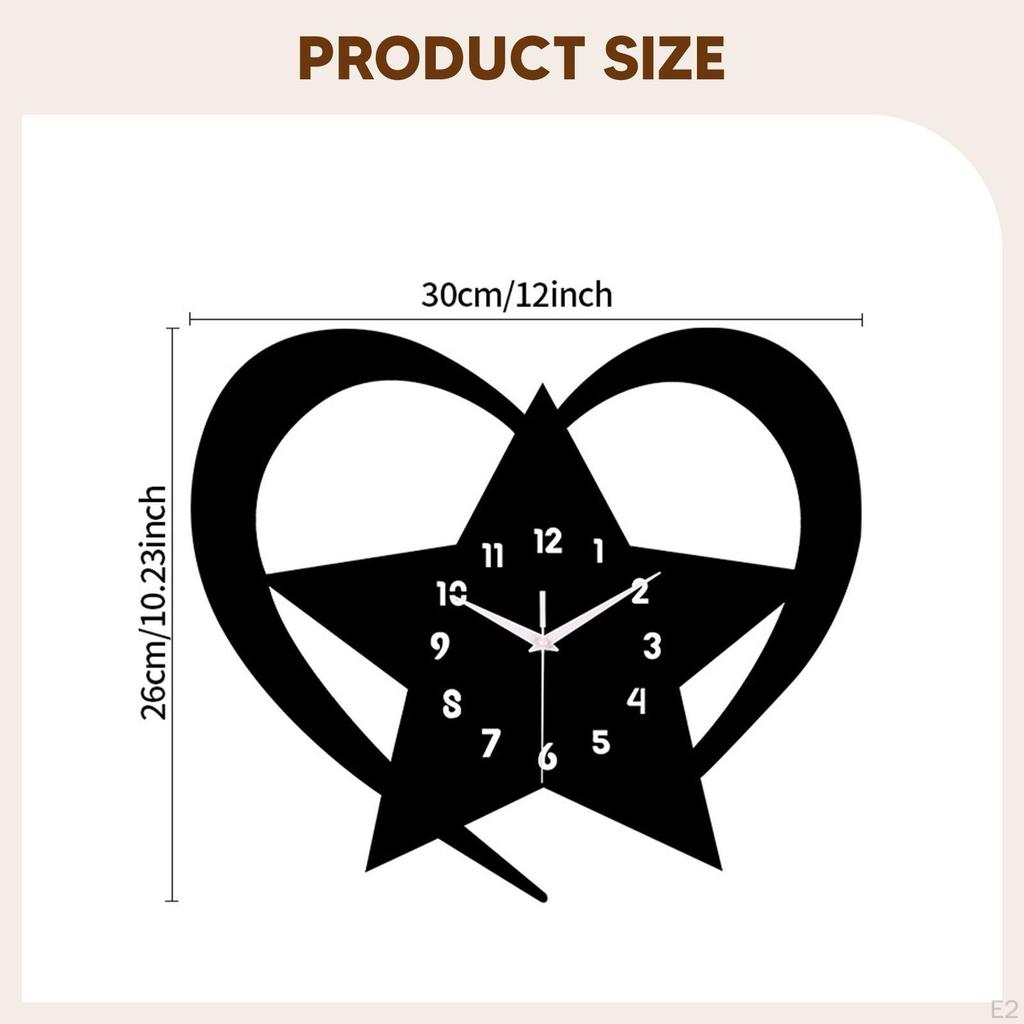 Wall Clock Black Acrylic Modern Minimalist Quiet Hanging for Home Decor Kitchen Bedroom