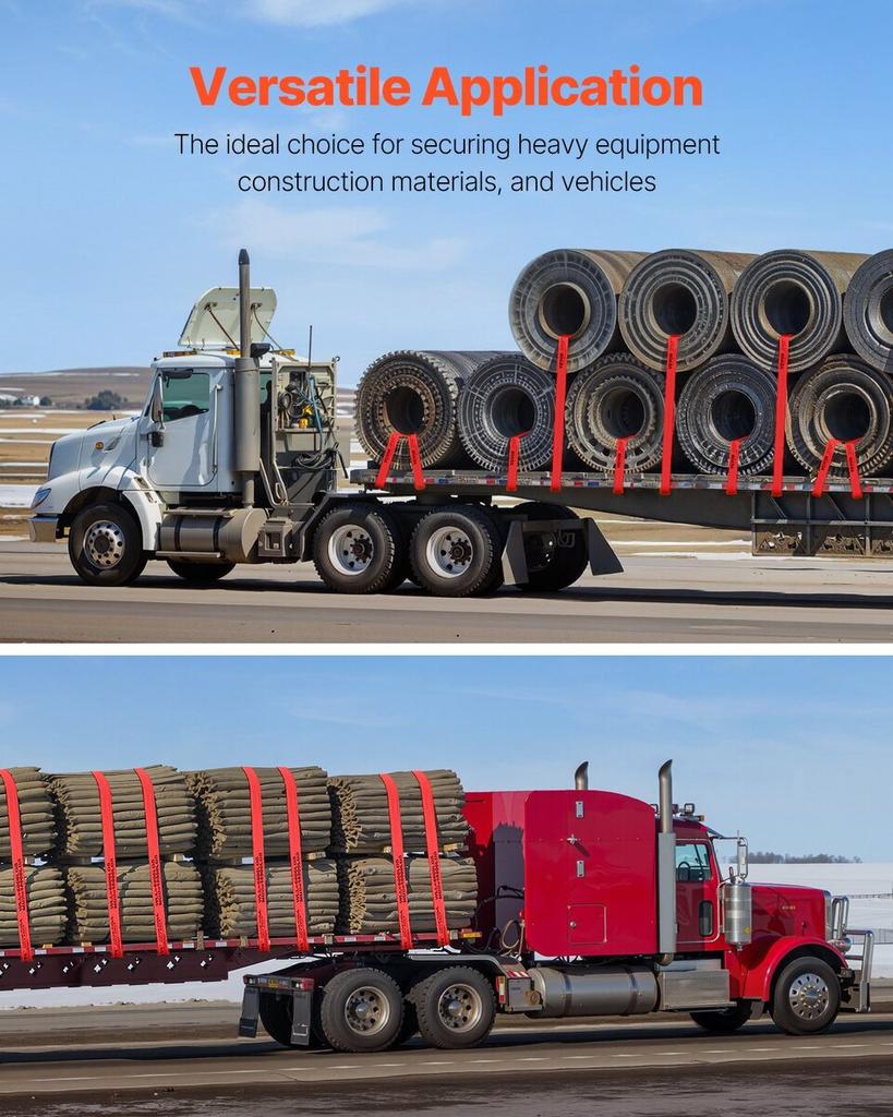 Winch Straps, 4" X 30', 6000 Lbs Load Capacity, 18000 Lbs Breaking Strength, Truck Straps with Flat Hook, Flatbed Tie Downs Cargo Control for