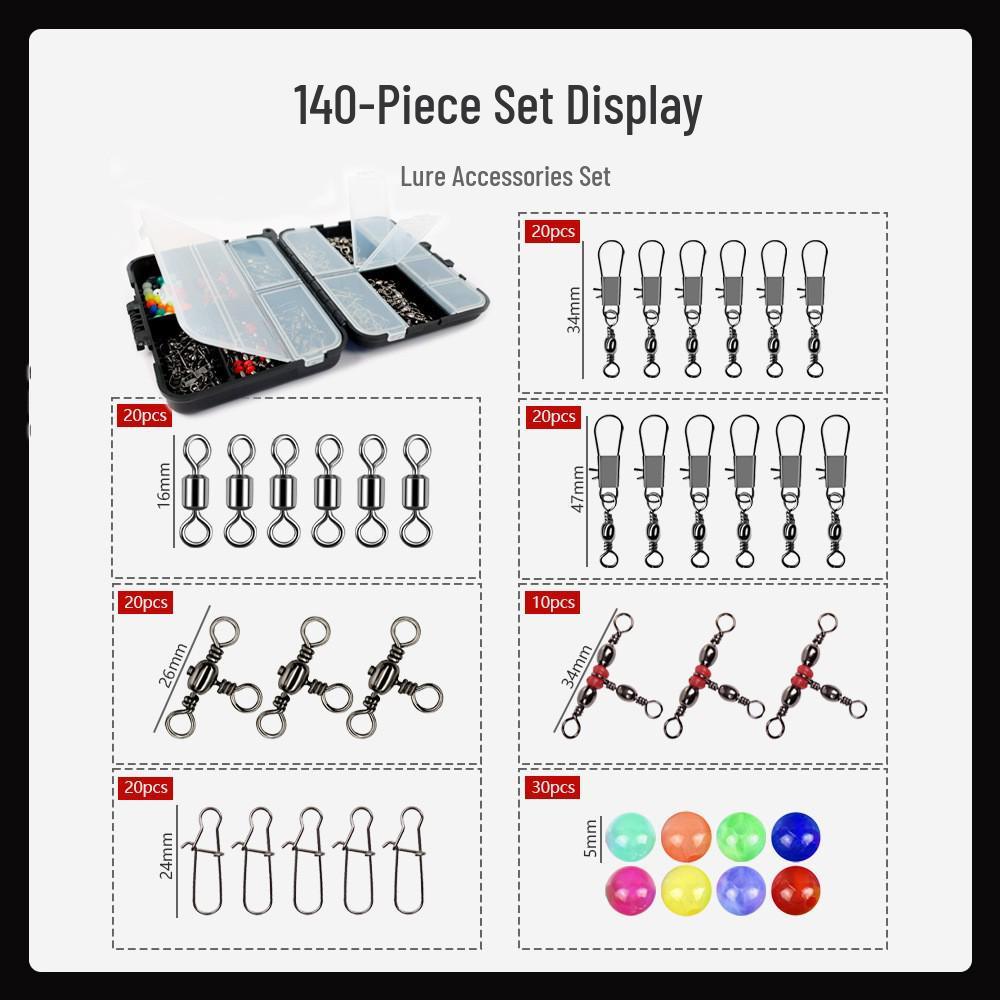 140-teiliges Angelköder-Set mit Kurbelhaken, Wirbeln und Bleien - Heiß verkaufendes Multi-Zubehör-Kit