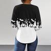 Women's Loose Fit Long Sleeve T-Shirt with Retro Halloween Print, Neck Pullover Top