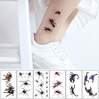 3D Spider Scorpion Temporary Tattoo Stickers Halloween Fake Tattoo Body Art