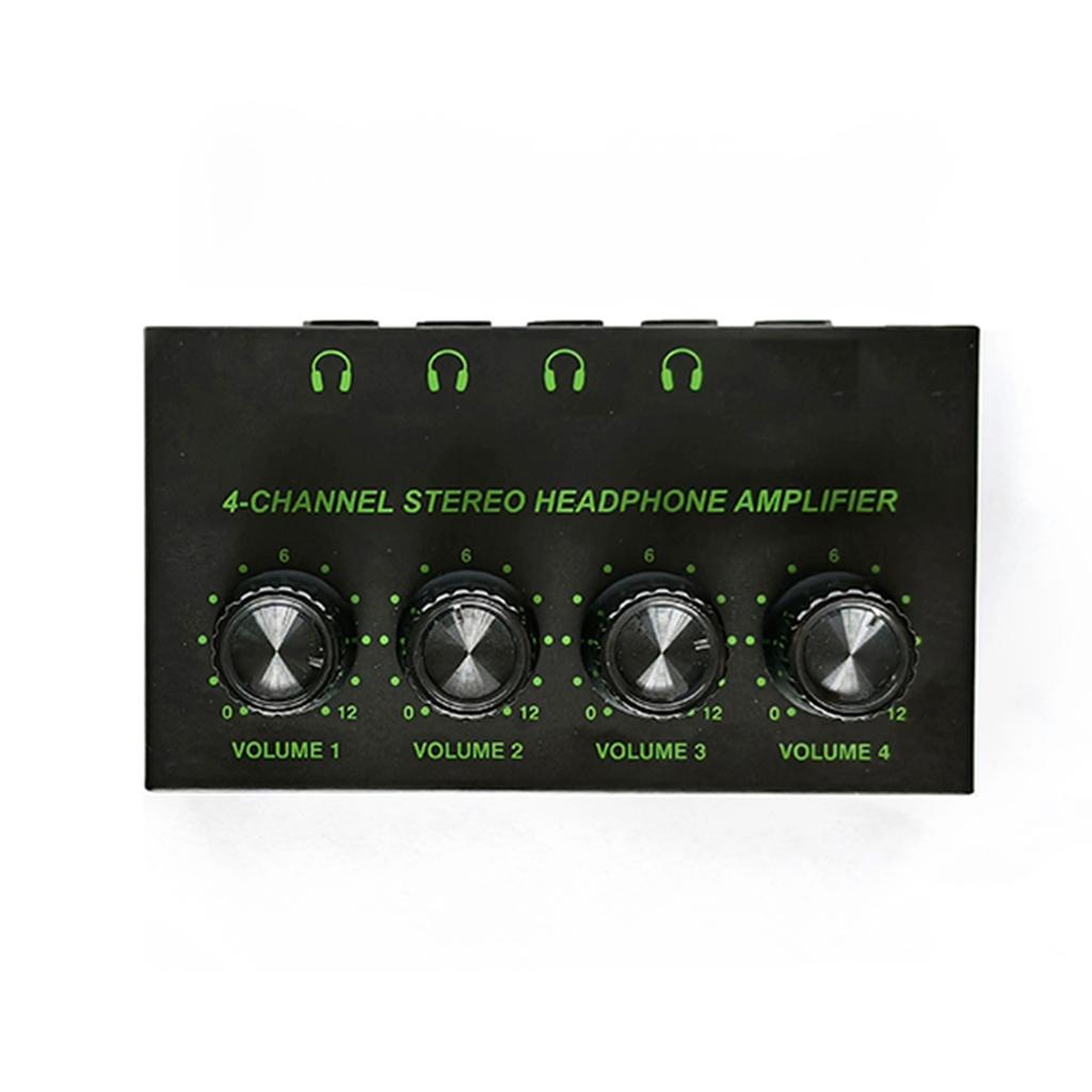 Headphone Amplifier 4 Channel LED Stereo Sound Amplifier Earphone Splitter Power Adapter Headphone for Sound Mixer