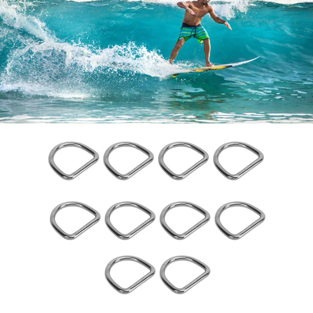 10pcs 316 Stainless Steel D Semi Circular Welded D Buckle Surfboard Kayak Pull Buckle Hardware 8MM Diameter