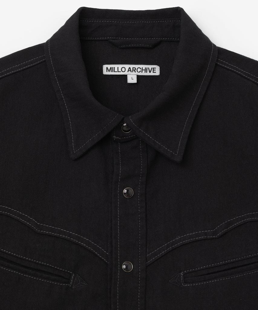 MILLO ARCHIVE Curved Pocket Cowboy Denim Shirt [Matte Black]
