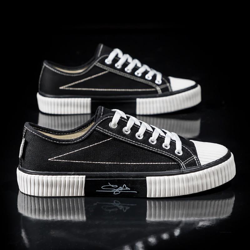 Bear cartoon canvas shoes low-top teenage student men's shoes new trendy versatile soft-soled breathable board shoes