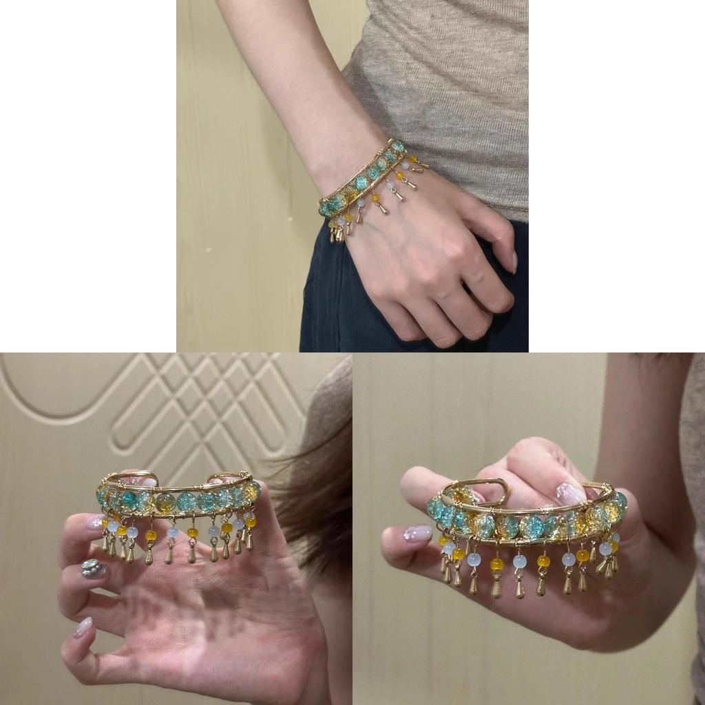 Armband i kinesisk stil med glaspärlor och tofs för mode och elegant användning