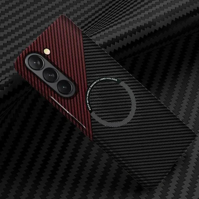 Kevlar Carbon Fiber Skin Feel Magnetic Wireless Charge Case For Samsung Galaxy Z Fold 7 6 5 4 3 PC Slim Drop-proof Protect Cover