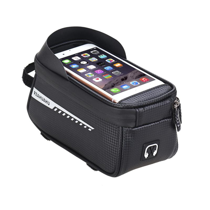 Bicycle Front Beam Bag Front Tube Cycling Bag Bicycle Waterproof Phone Case Holder Touchscreen Waterproof Bag Accessories A