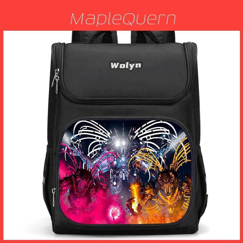 Trendy Nylon Student Backpack With Titan Monitoring Man Design For School Use