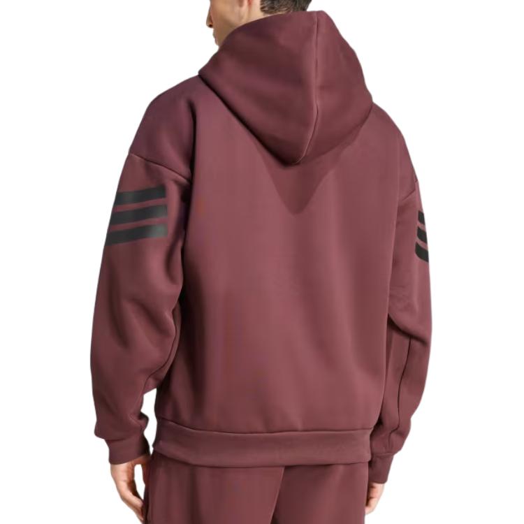 adidas Future Icons Sportswear Striped Hooded Pullover Long Sleeve Sweatshirt Men Sweatshirt Aurora-Red Ruby JD4857