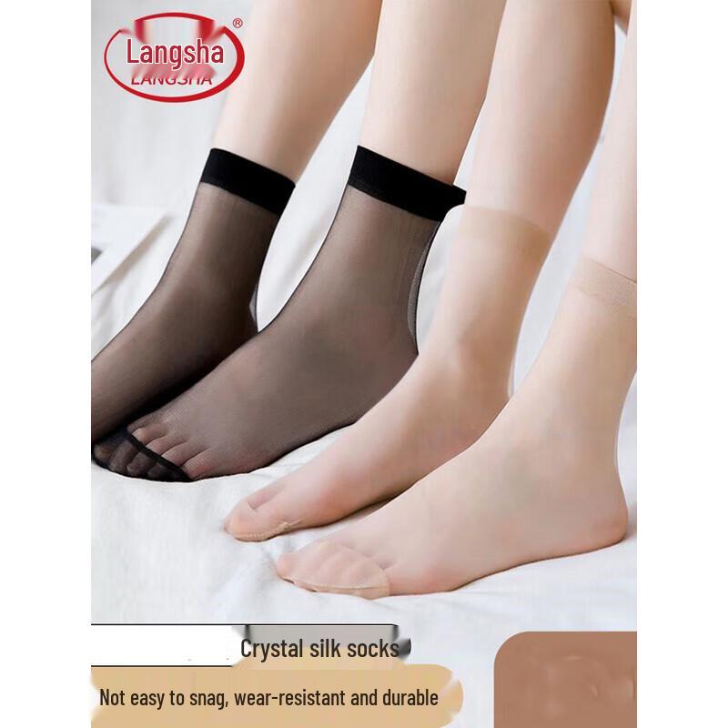 LangSha Women s Sheer Crystal Silk Ankle Socks