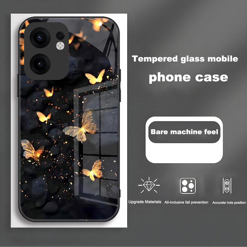 For Oppo Reno 13 12 Pro Case Cover Tempered Glass Phone Case Hard Fundas Coque For Oppo Reno13 Reno12 F Pro Protective Shell