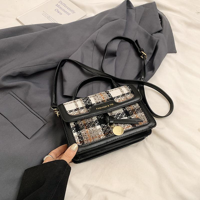 Wholesale Hot Sale Niche Korean Literary Plaid Portable Small Square Bag Women's Casual Versatile Foreign Style Messenger Bag