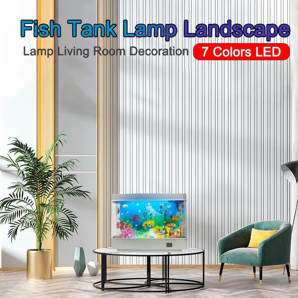 7 Colors LED Fish Tank Lamp Landscape Lamp Living Room Decoration Imitation Aquarium Landscape Underwater World With Switch