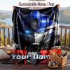 Transformers Flannel Blanket, Personalized Custom Name Text, Soft Warm Plush Throw Blanket For Gift