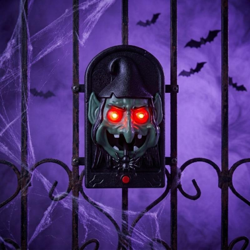 Halloween Animated Doorbell with Light & Sound Pumpkin Witch Skull Horror Doorbell Prop for Front Door Haunted House Party Decor