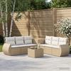 Sofa Set 8 Pieces Beige and Cream White Poly Rattan and Steel