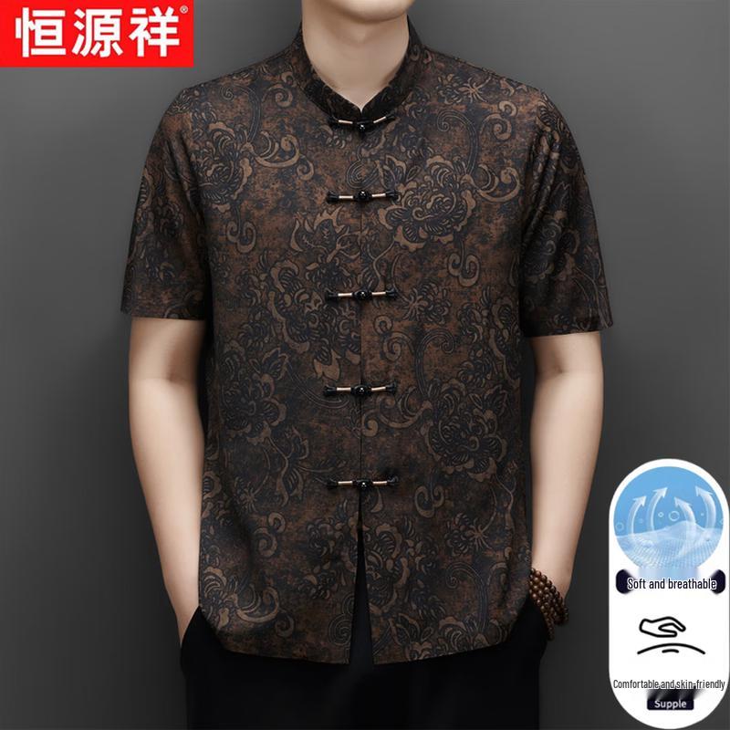 Hengyuanxiang Men s New Chinese Style Short Sleeve Tang Suit 170
