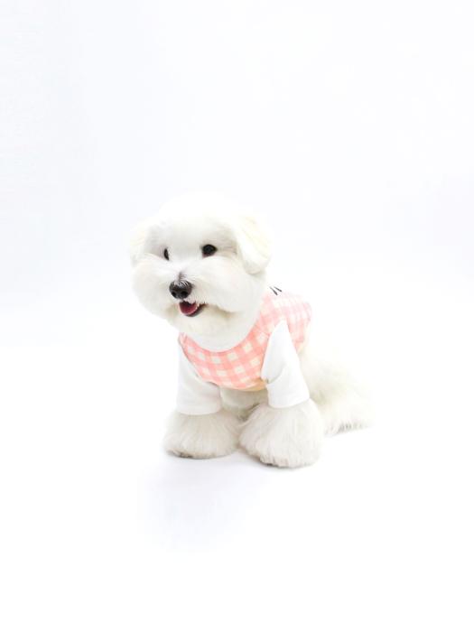 

KINIKINI BRUNCH CHECK TSHIRT-PINK (short-sleeved T-shirt) L