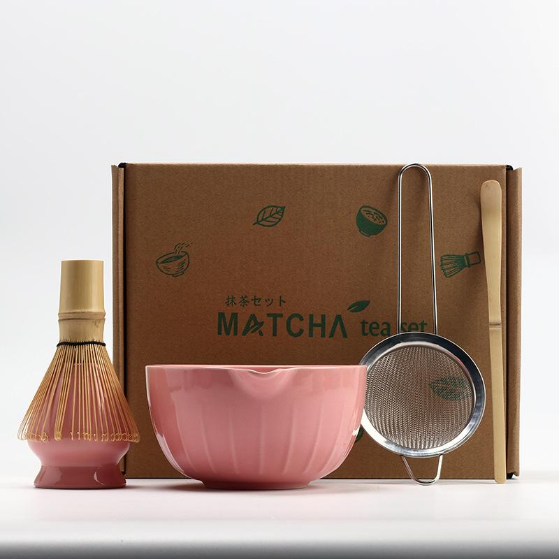 5PCS/Set Matcha Tea Set Ceramic Matcha Bowl Reusable Bamboo Whisk Scoop Teaspoon Sifter Vintage Song Dynasty Tea Ceremony Kit