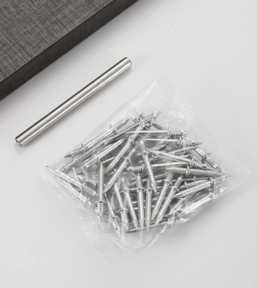 

100 шт. Гвозди с двойной головкой Бесшовная резьба Деревофиксатор Крепежные элементы без следов с 1 специальным рукавным инструментом для легкой установки