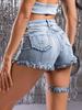 European & American Style High-Waisted Ripped Chain Skinny Jeans/Shorts for Women.