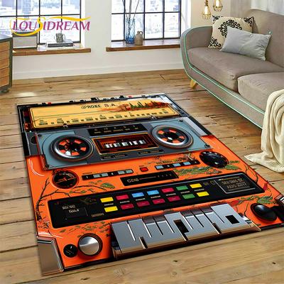 3D Music Cassette Tape Retro Recorder CD Instrument Carpet Rug for Bedroom Living Room Home Sofa Decoration, Kid Decor Floor Mat