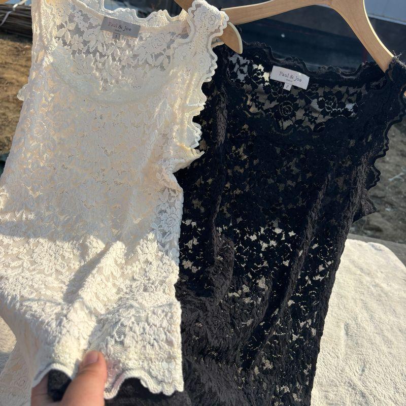 

Французский Большой Бренд! Экспорт Женская кружевная рубашка Безрукавка Летняя Приталенная Полая Сексуальная Прозрачная Нижнее белье Black 1m