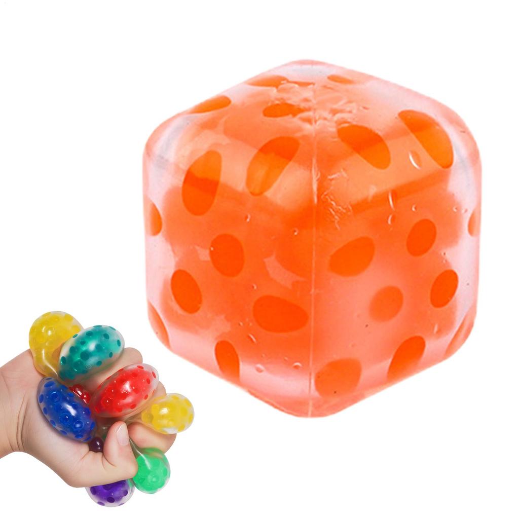 Square Water Droplet Balls/ Colorful Bead Squeeze Balls For Stress Relief/ Reusable Fidget Pinch Toy/ Stress Relief Noisy Ball